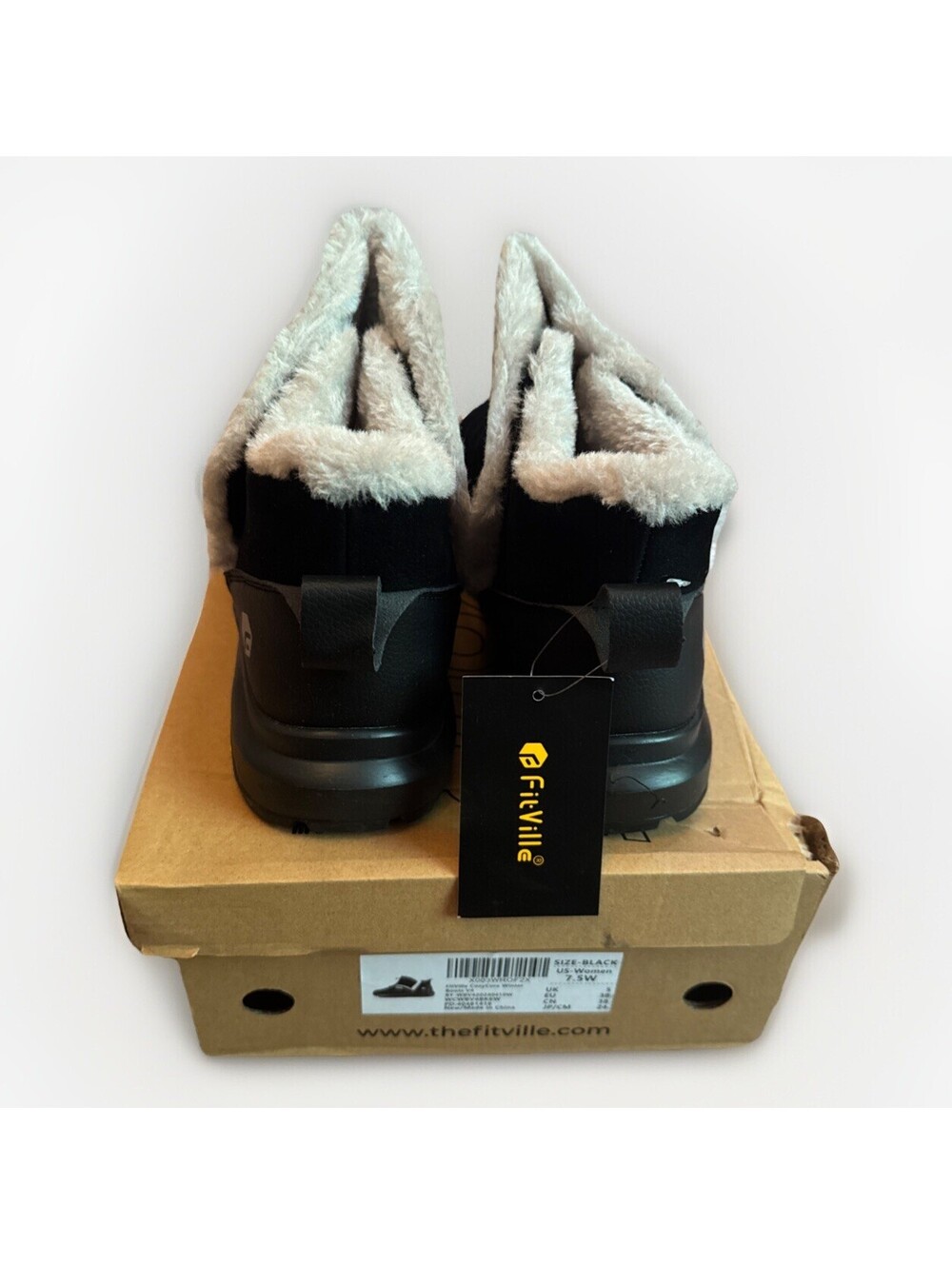 New In Box FitVille Black Winter CozyCore Boots V4 Women’s Size 7.5 Wide - Picture 5 of 6